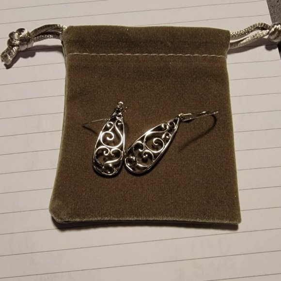 Elegant Drop Earrings Sterling Silver Dangle Dangling Teardrop Ladies Jewelry - Picture 5 of 11